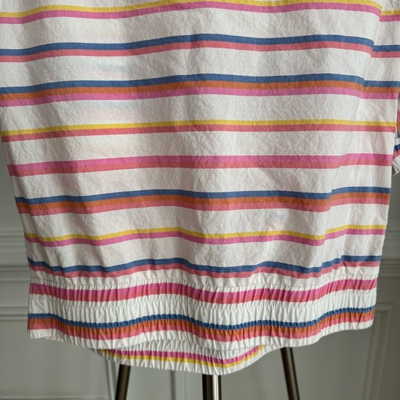 J. Crew Cinched Waist Cropped Sorbet Stripe Cotton Top Size 2P - Picture 5 of 8